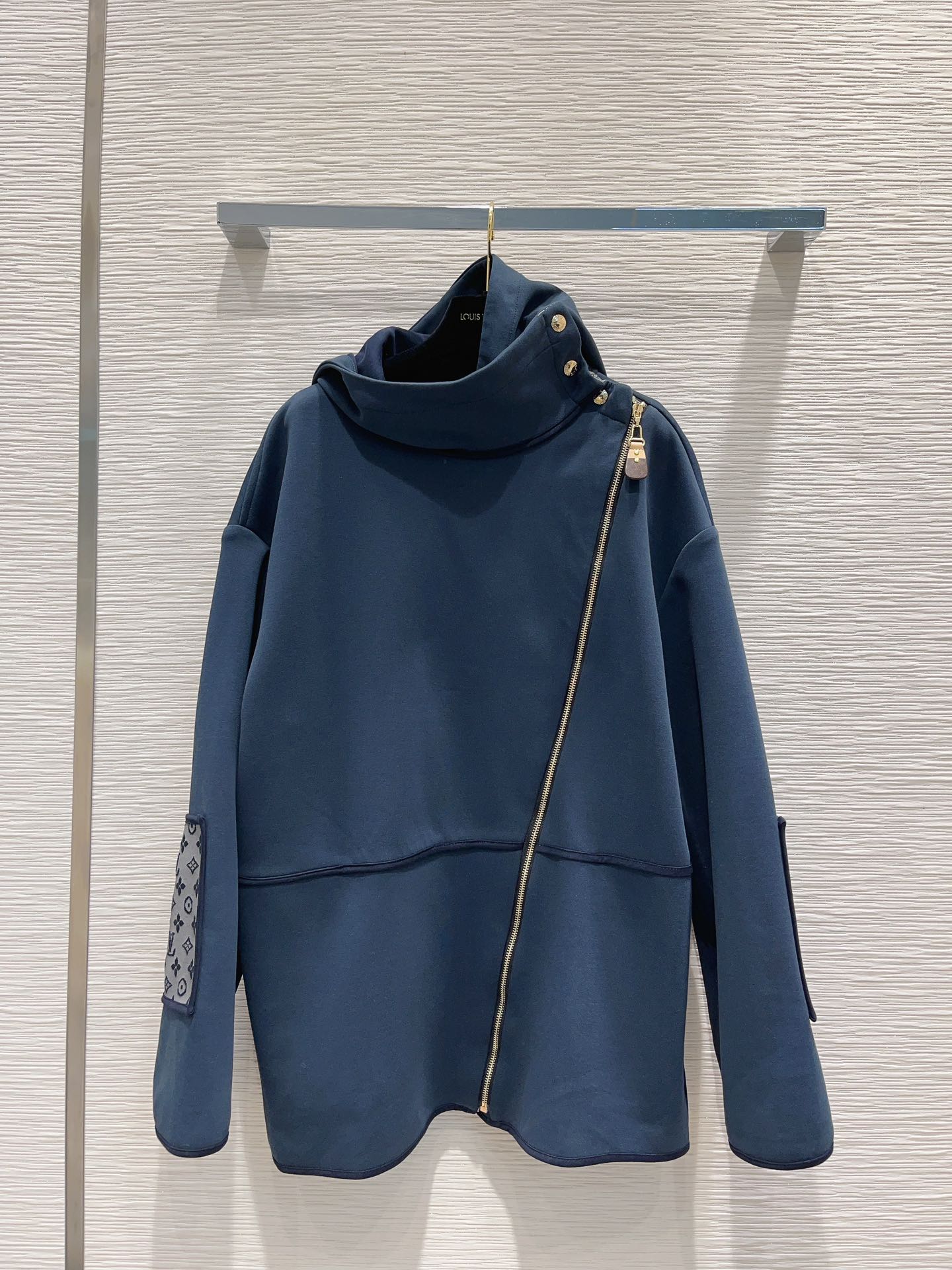 カジュアル モノグラムアクセントニットコート ルイヴィトン ジャケット 偽物 ブルー-2