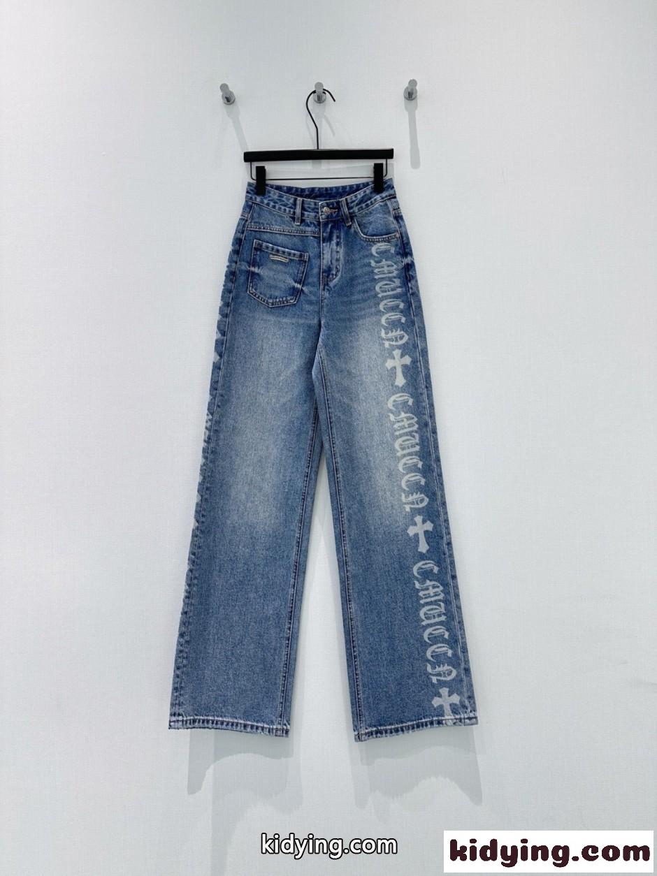 スタイリッシュ ロゴ入り クロムハーツ ジーンズ 偽物 デニムパンツ-0