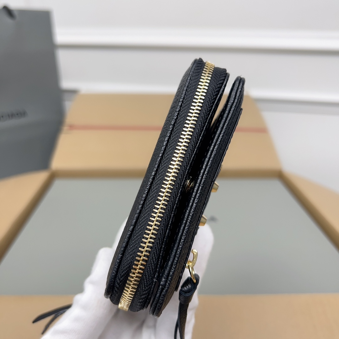 カジュアル グレインレザー コンパクトウォレット バレンシアガ 財布 コピー 二つ折り財布 ブラック-1