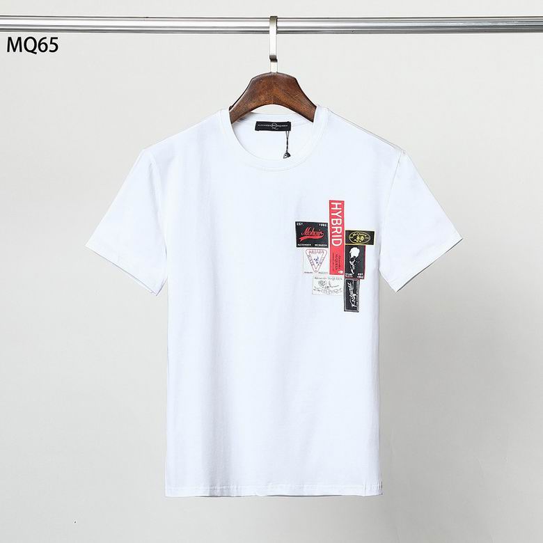 おしゃれ 快適 カジュアル シンプル ロゴ クルーネック アレキサンダー・マックイーン 半袖Tシャツ コピー ホワイト ブラック-3