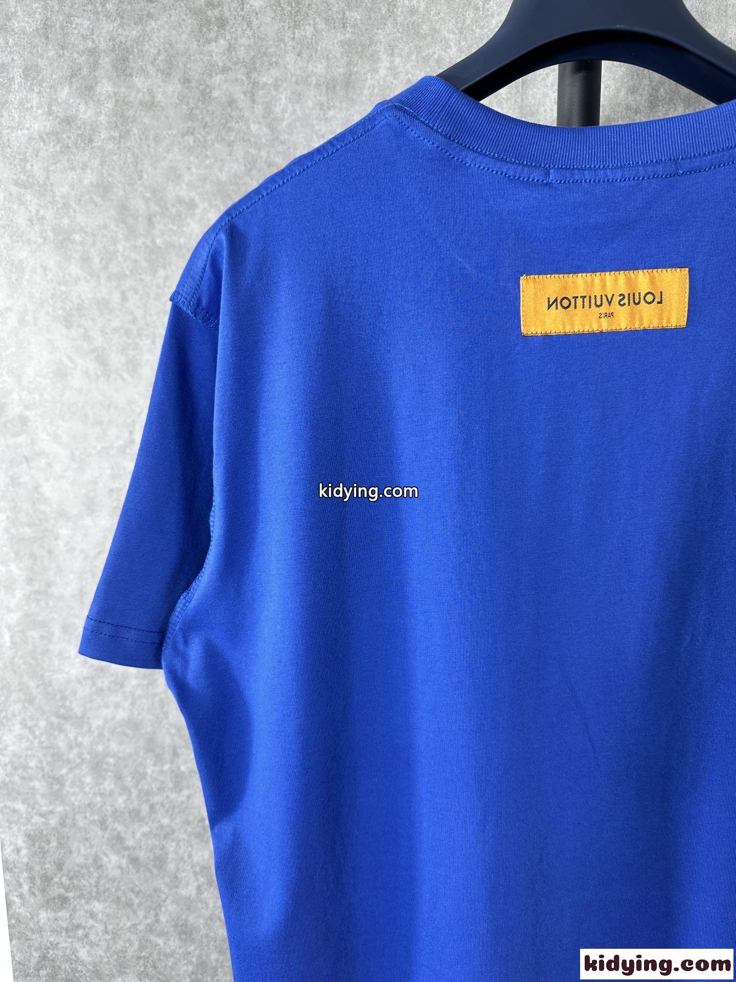 ユニセックス ルイ・ヴィトン Tシャツ コピー シンプル クルーネック コットン 半袖Tシャツ-4