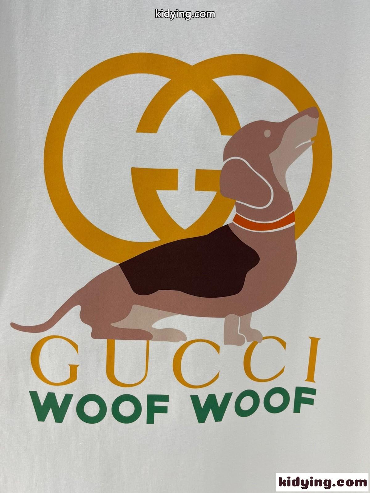 WOOF WOOF プリント コットンTシャツ グッチ Tシャツ コピー 半袖 ユニセックス-2