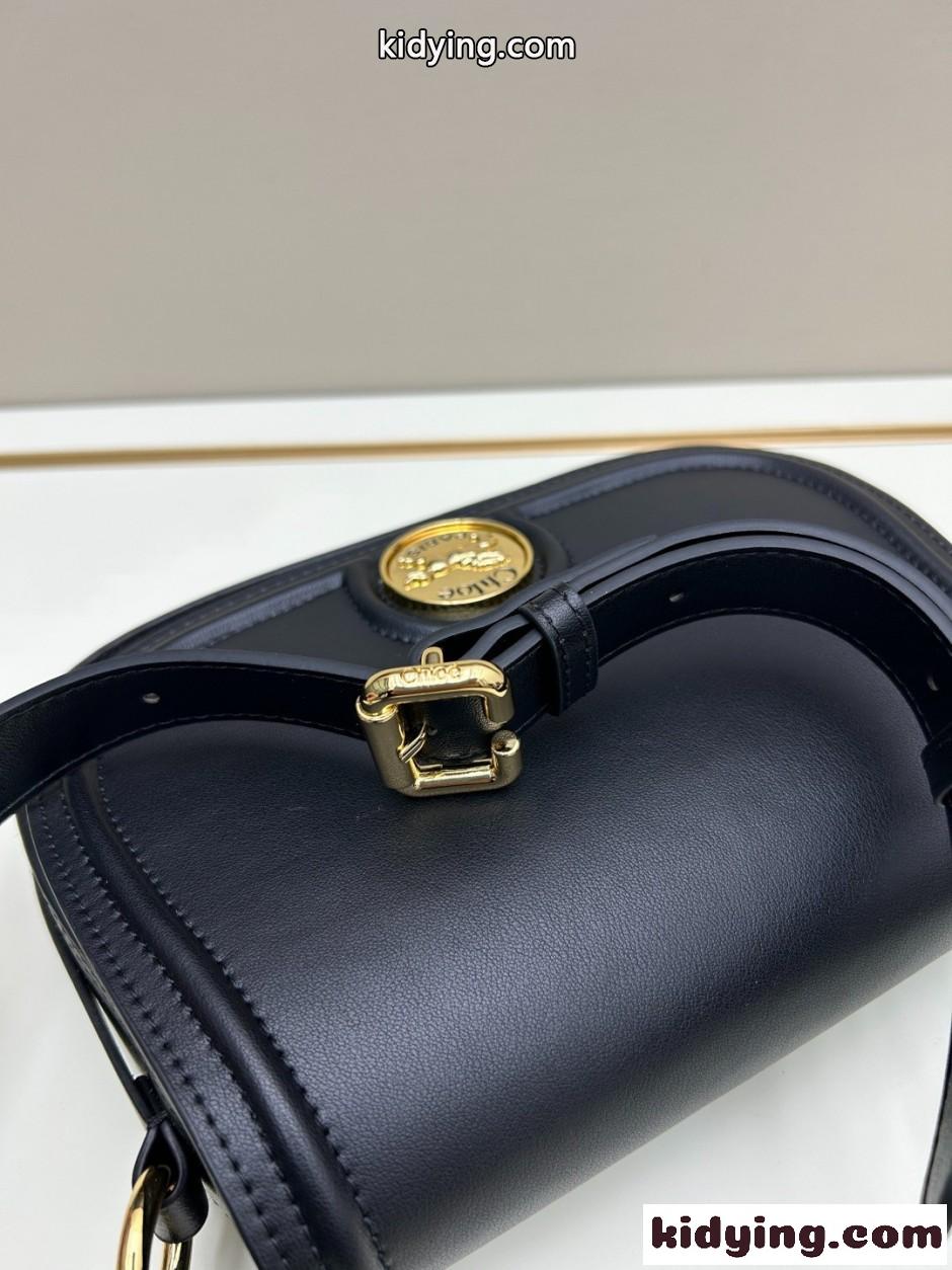 クロエ バッグ スーパーコピー グレインレザー Horse Medalサドルバッグ ブラック-3