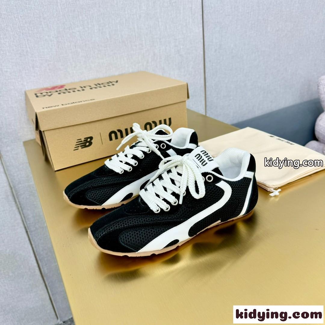 大人気 Miu Miu x New Balance メッシュ＆レザー ローカットスニーカー スーパーコピー ブラック-0