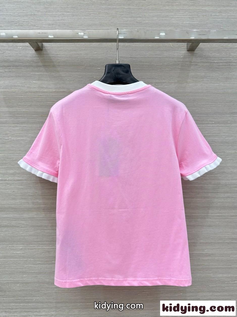 人気 カジュアル ロゴ入り コットン 半袖Tシャツ グッチ Tシャツ コピー ピンク-4