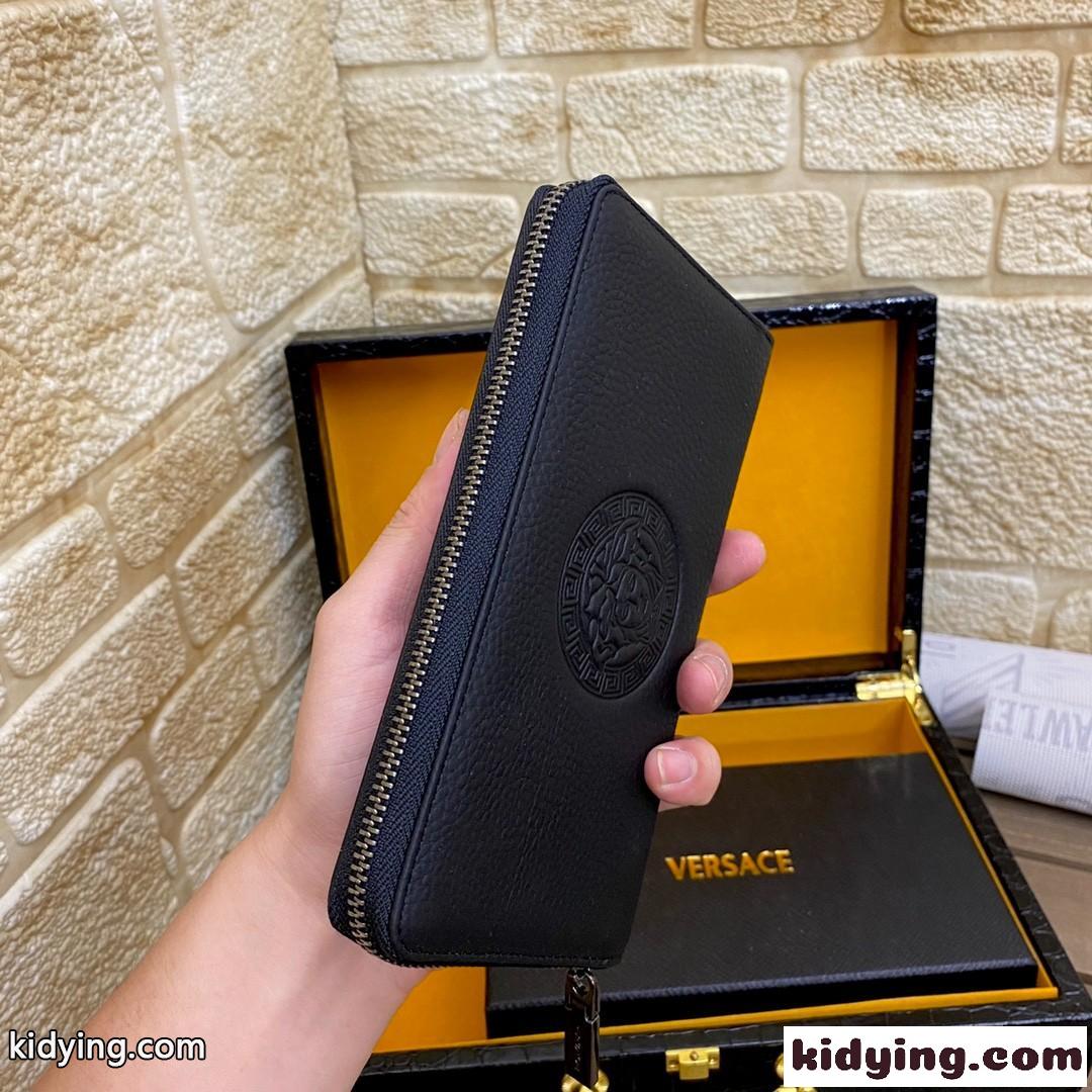 メンズ 長財布 YKK製 ラウンドファスナー ヴェルサーチェ 財布 コピー シンプル おしゃれ 高品質 ブラック-4