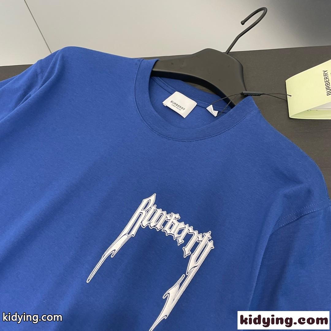 ベーシック ロゴプリント コットンTシャツ バーバリー Tシャツ コピー ブルー-2