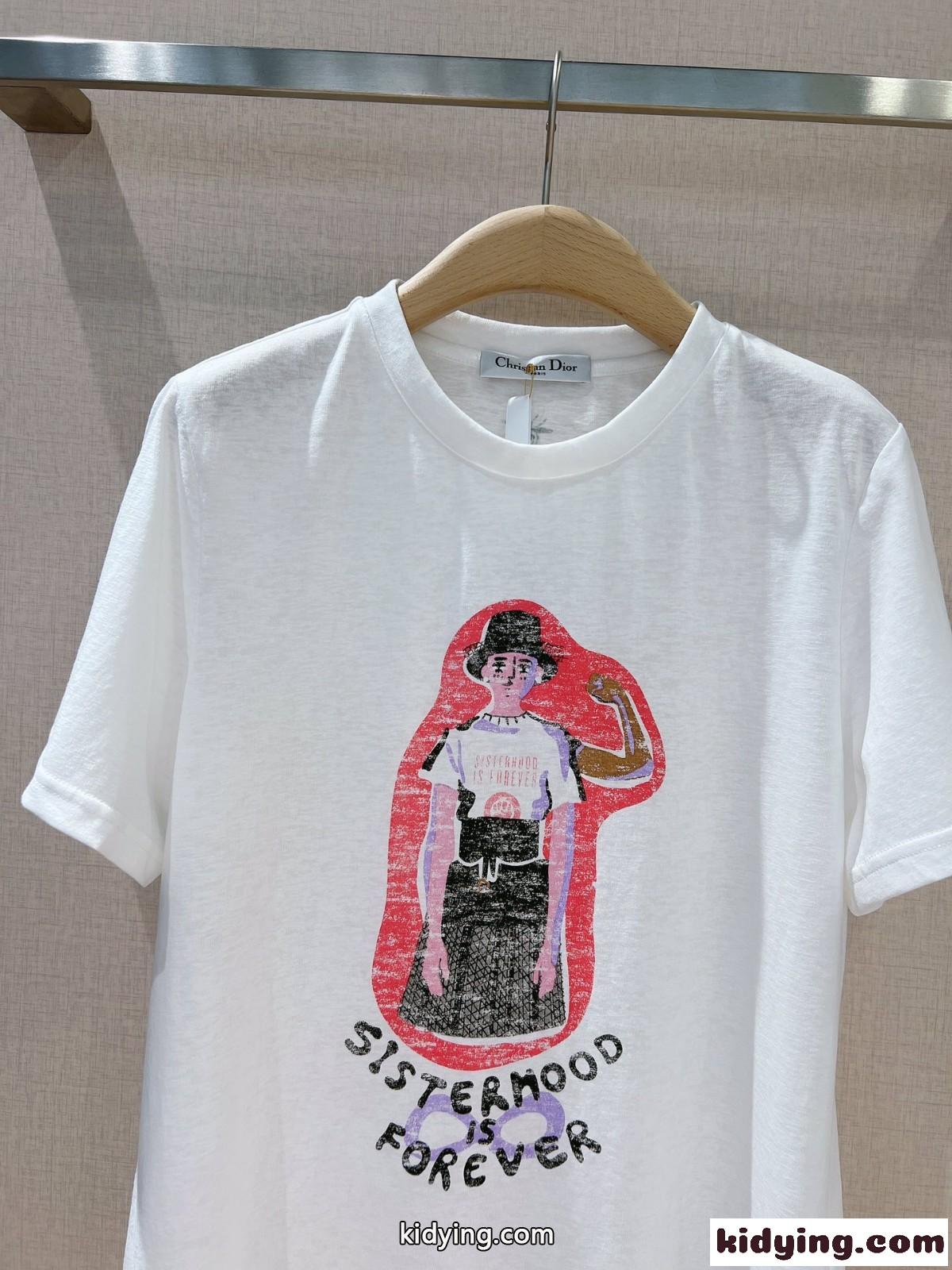 クリスチャン・ディオール Tシャツ コピー カジュアル 合わせやすい プリント クルーネック 半袖Tシャツ-3