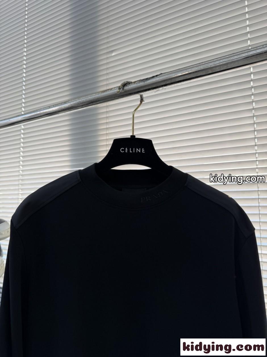 プラダ Tシャツ 偽物 シンプル カジュアル スウェットシャツ ブラック-0