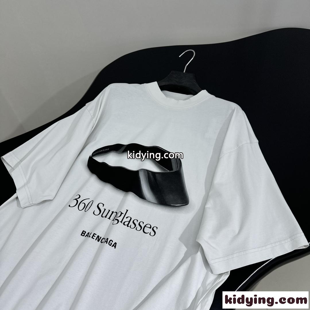 バレンシアガ 360 SUNGLASSES Tシャツ コピー ユニセックス オーバーサイズ-3