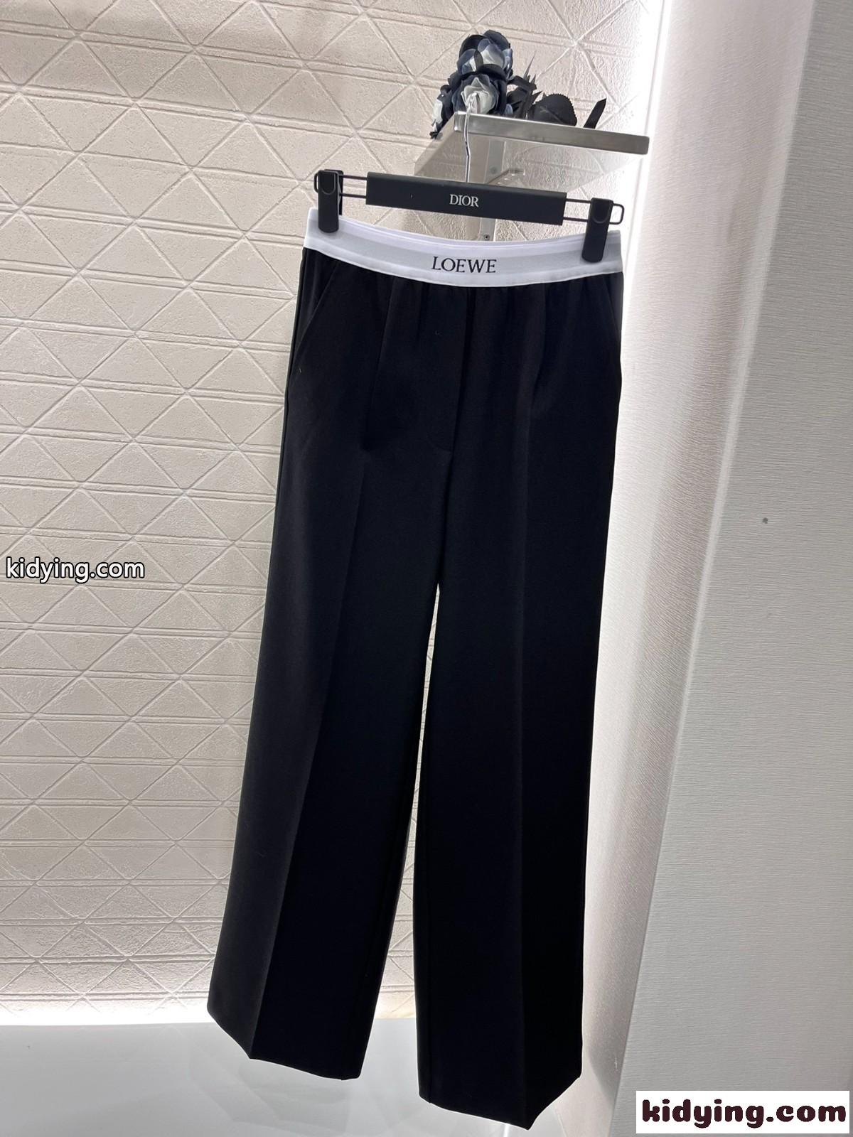 お洒落 ロゴウエスト カジュアルパンツ ロエベ パンツ コピー ブラック-1
