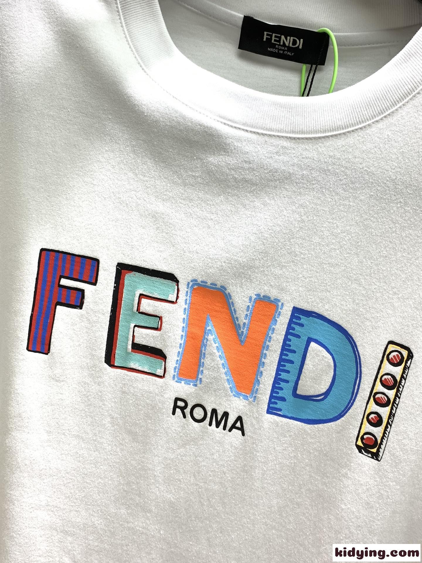 フェンディ Tシャツ コピー 半袖 トップス マルチカラーロゴ入り クルーネック-2
