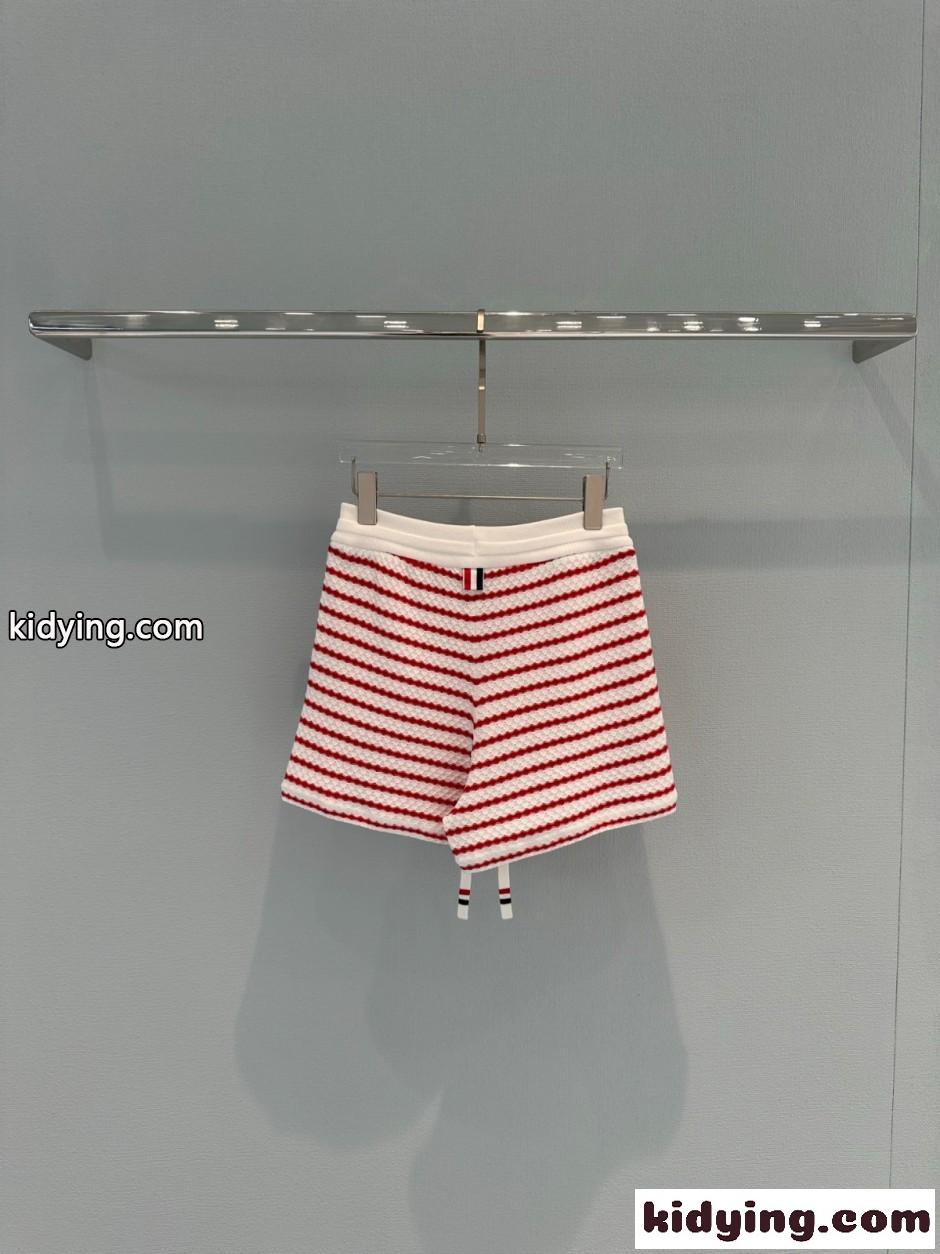 爽やか ボーダー柄 ニット ショートパンツ トムブラウン パンツ 偽物 レッド-4
