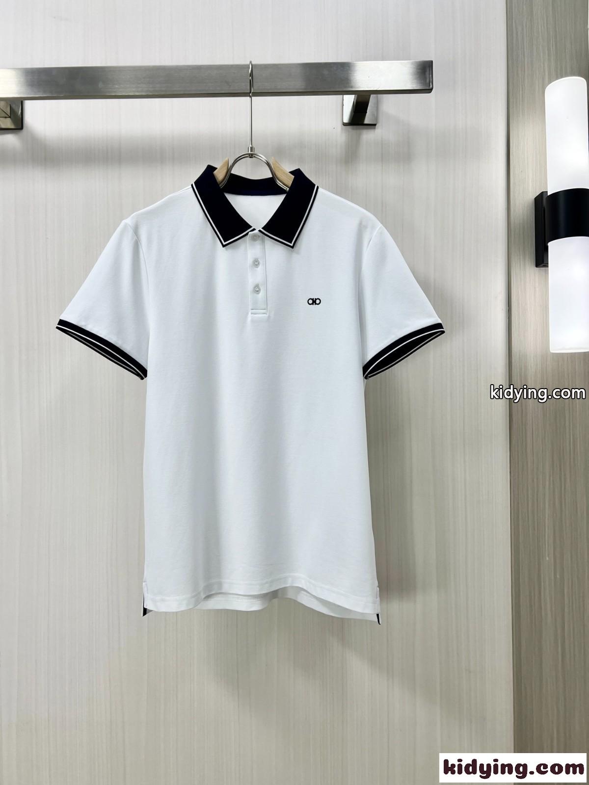 洗練された カジュアル ポロシャツ サルヴァトーレ・フェラガモ Tシャツ 偽物 ホワイト-0