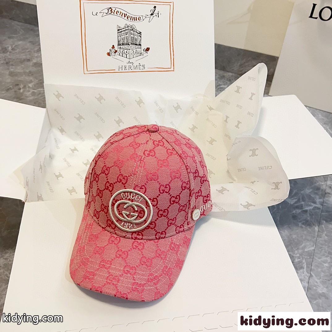 人気 GG ロゴ 刺繍 グッチ キャップ コピー ユニセックス 帽子 ハット ピンク-3