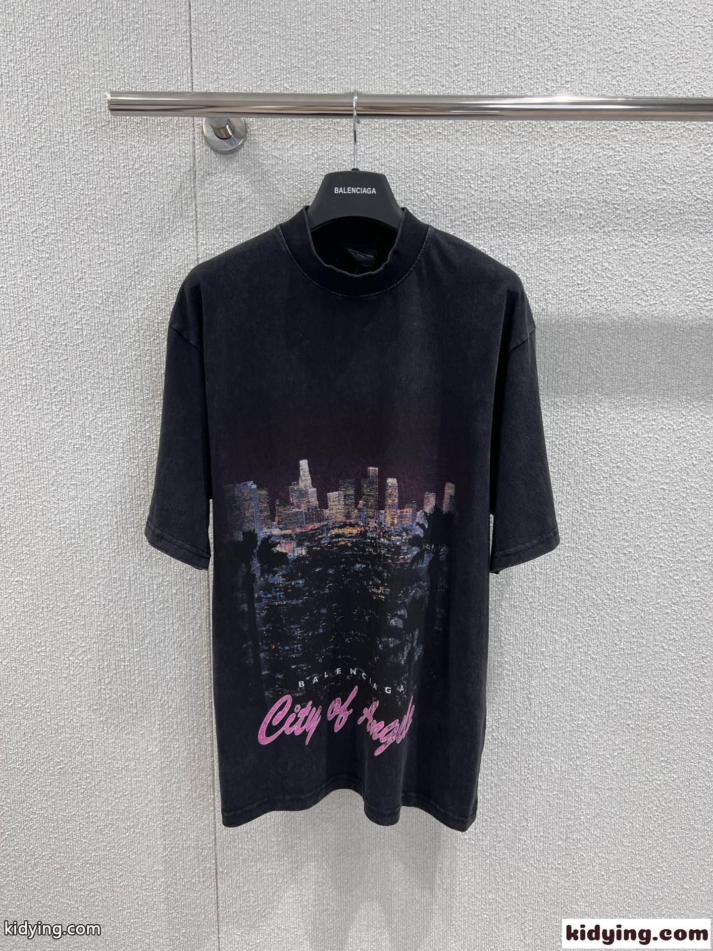 バレンシアガ Tシャツ コピー ユニセックス オーバーサイズ 半袖Tシャツ ブラック-2