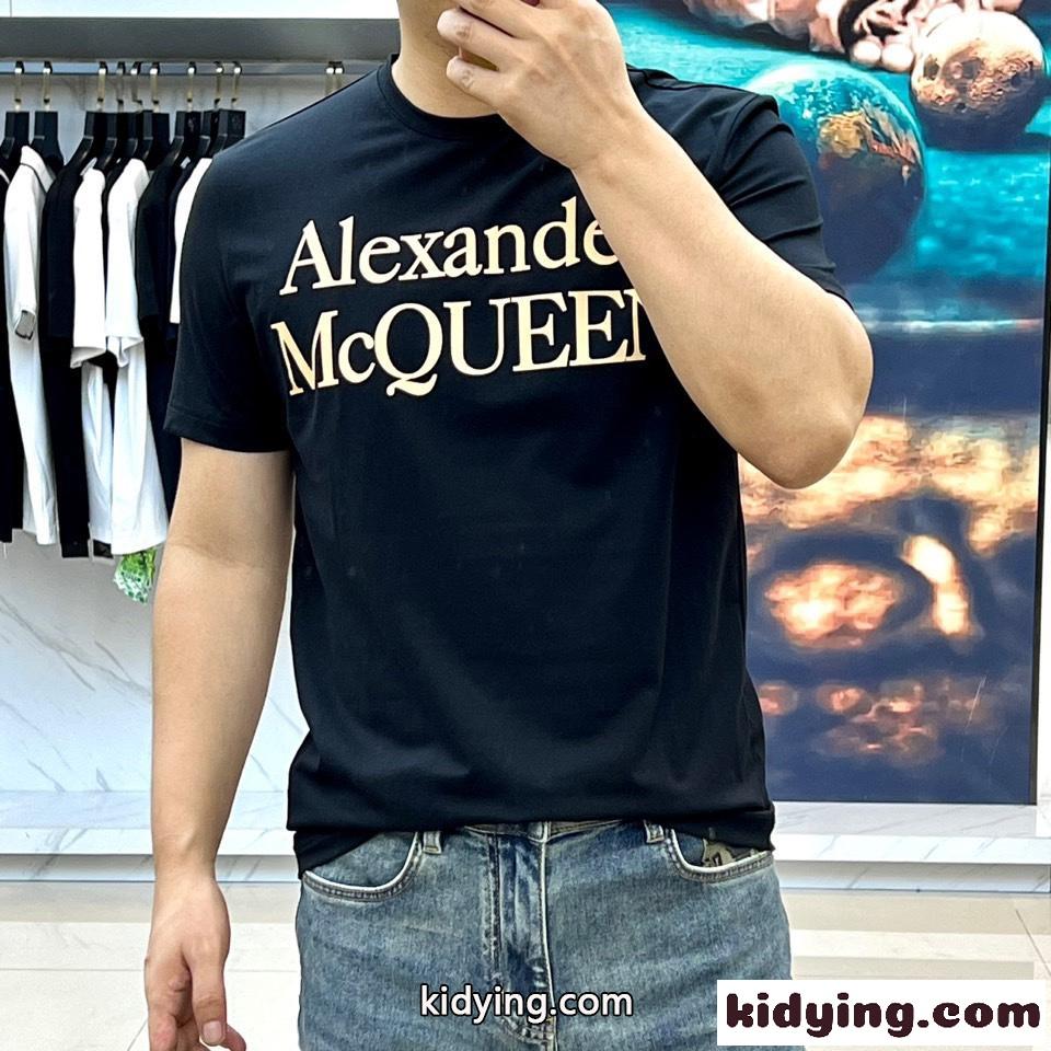 リフレクテッドロゴ 半袖Tシャツ アレキサンダー・マックイーン Tシャツ コピー ブラック-2