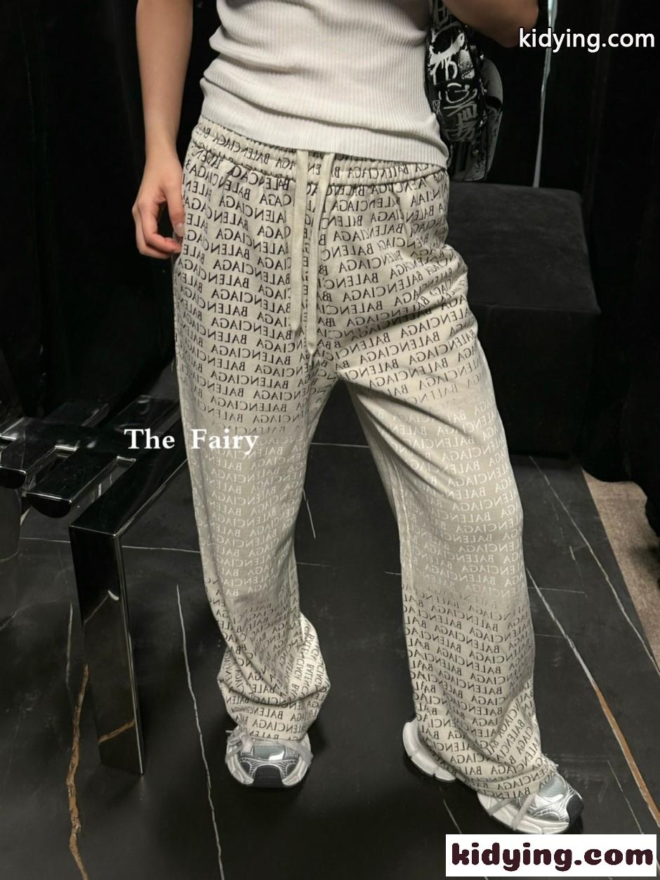 グラデーション ロゴ総柄 スウェットパンツ バレンシアガ パンツ コピー ホワイト-4