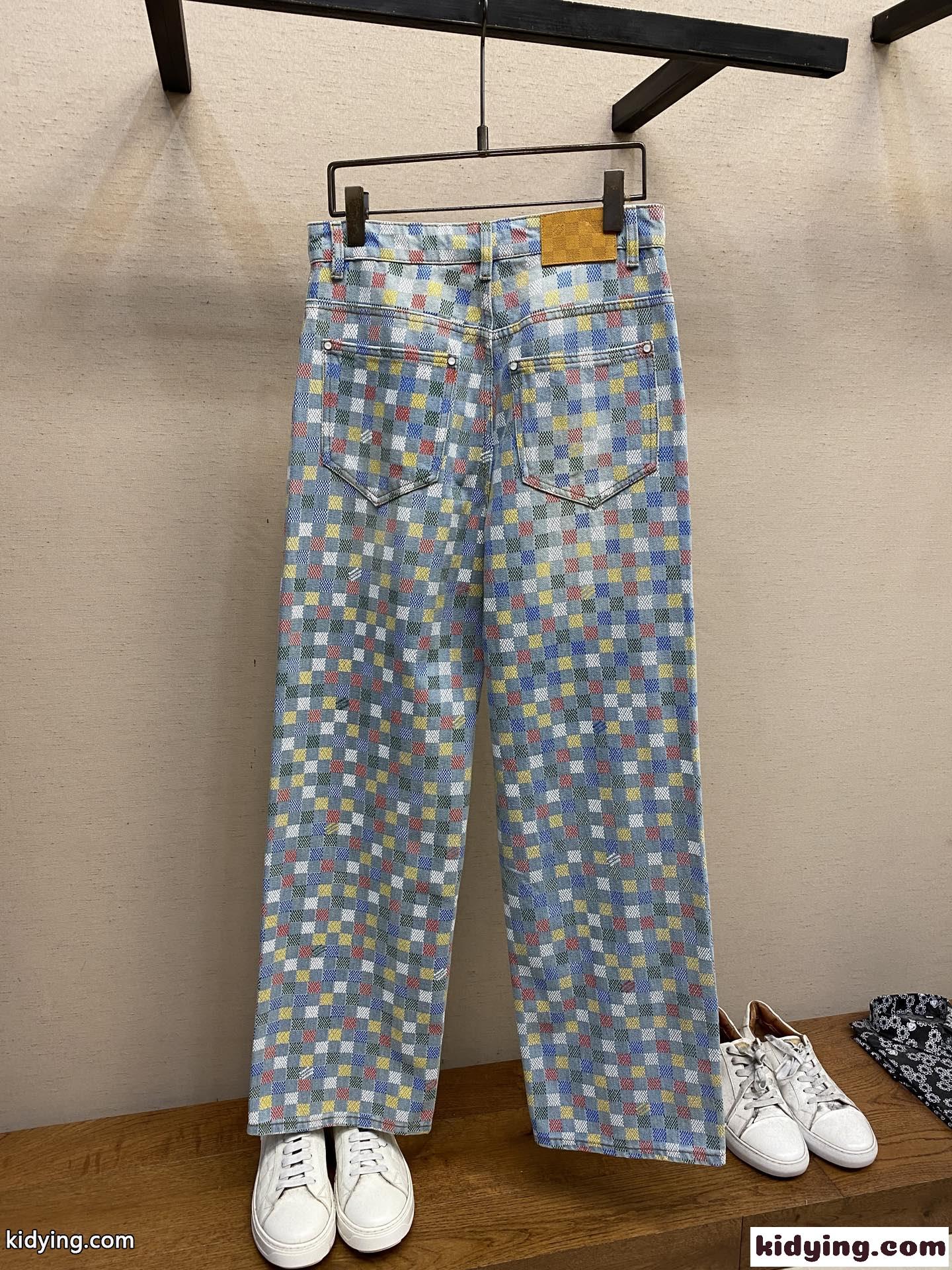 ダミエデニム ワイドレッグパンツ ルイ・ヴィトン ジーンズ コピー メンズ-0