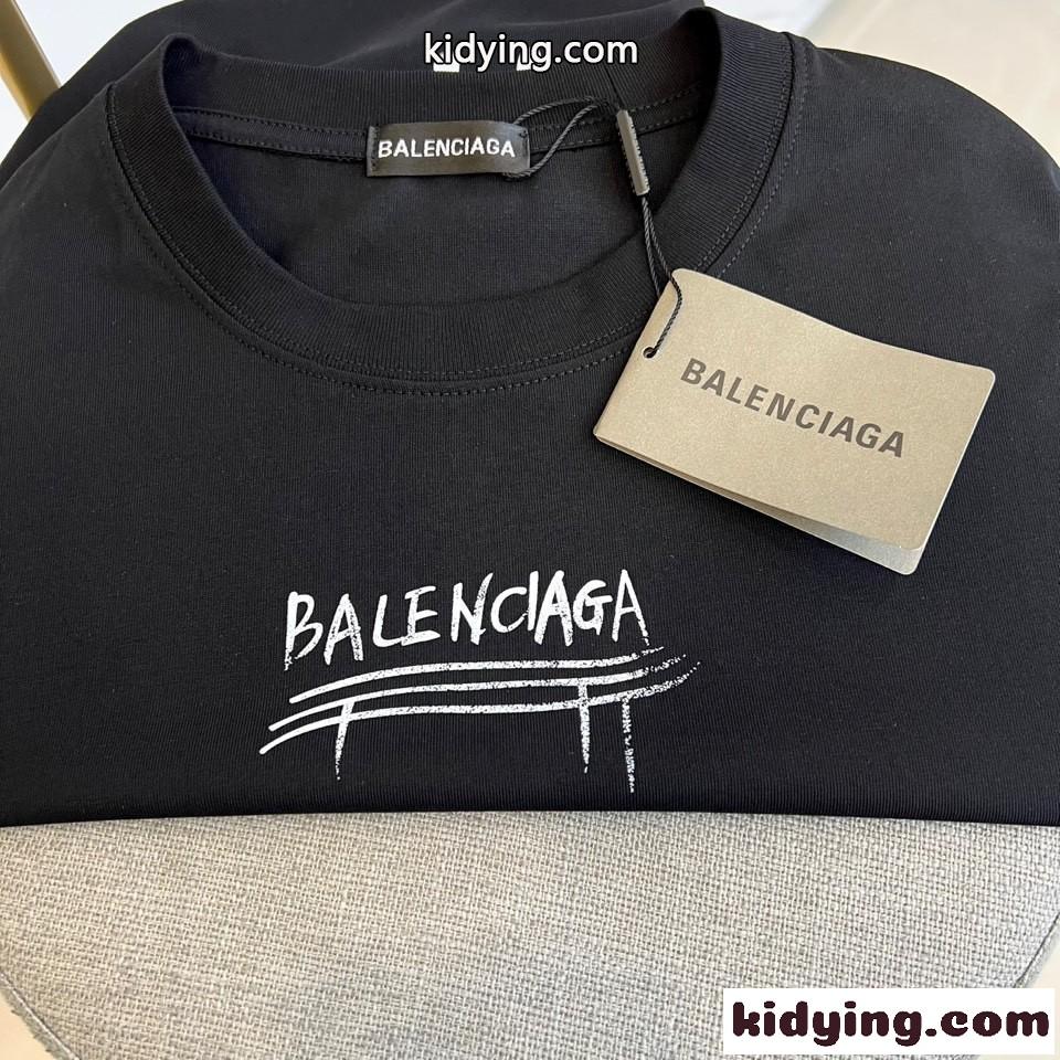 お洒落 バックプリント バレンシアガ Tシャツ 偽物 半袖トップス ブラック-2