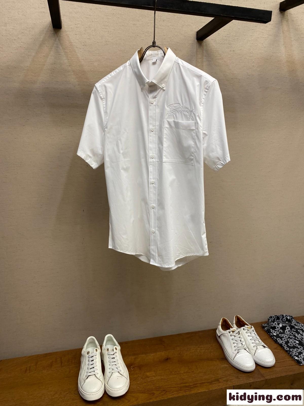 シンプル 上品 ショートスリーブシャツ バーバリー シャツ 偽物 ホワイト-2