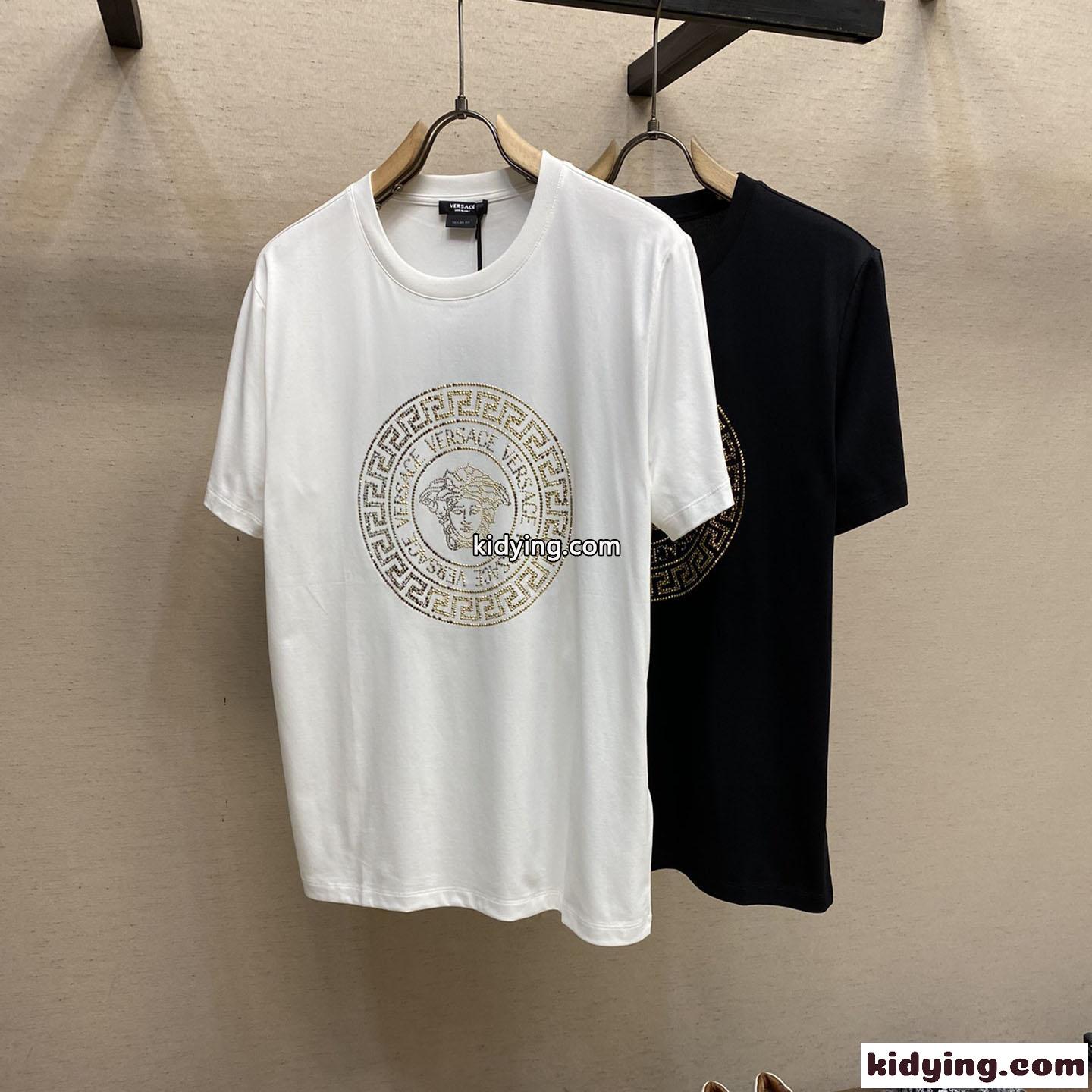定番 カジュアル ラインストーン メドゥーサ 半袖 ヴェルサーチェ Tシャツ コピー-0
