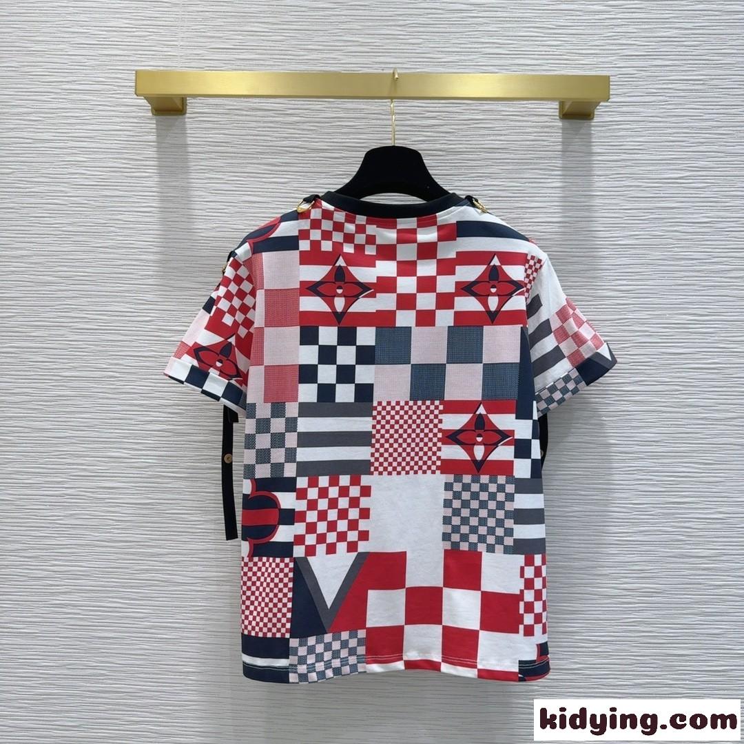 グラフィックLV x ACプリントTシャツ ルイヴィトン Tシャツ コピー 半袖 トップス-4