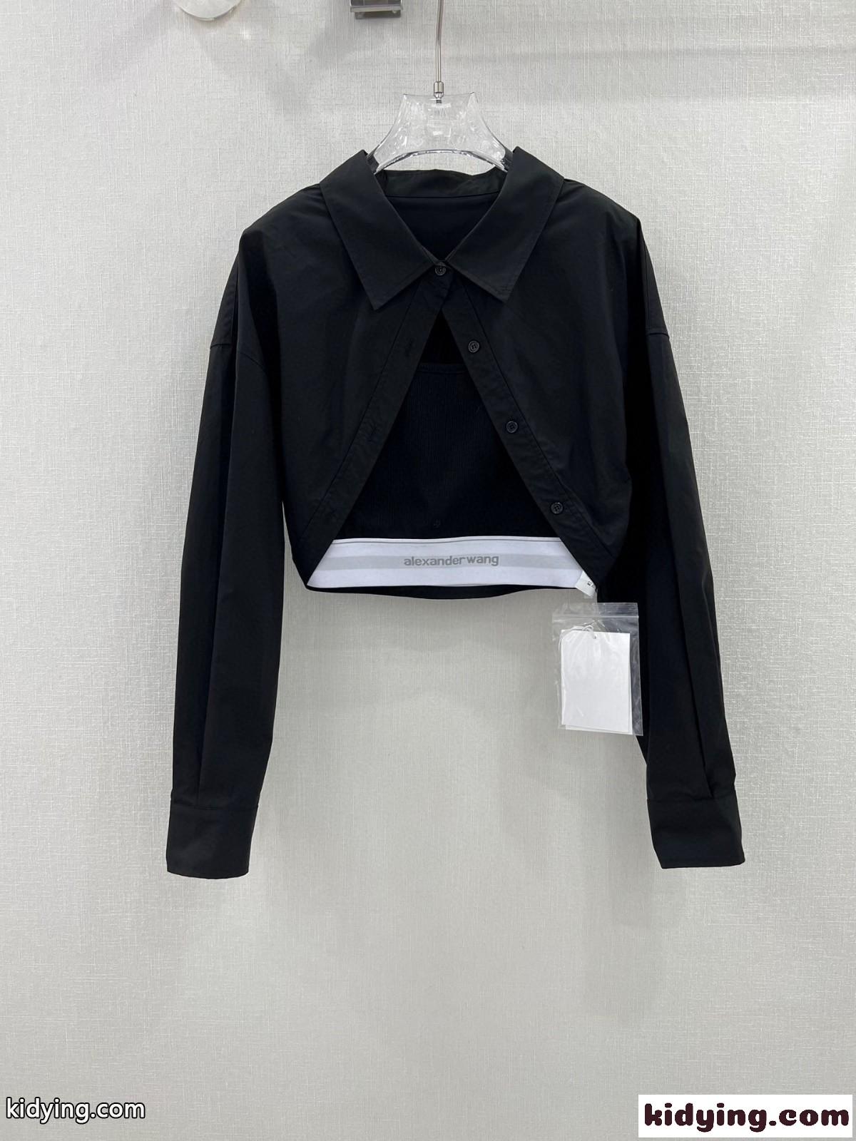 コットン レイヤード クロップボレロ アレキサンダーワング シャツ コピー ブラック-0