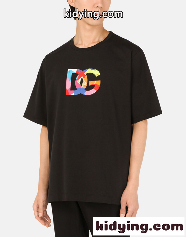 DGロゴ カジュアル ゆったり クルーネック ドルチェ&ガッバーナ Tシャツ コピー 半袖 コットン-0