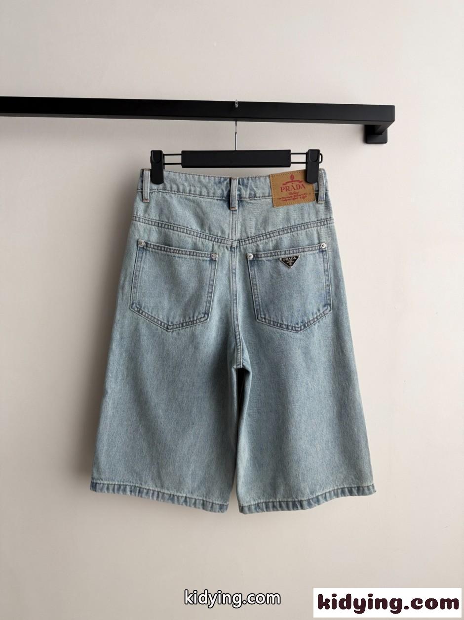 お洒落 合わせやすい デニム ハーフパンツ プラダ パンツ 偽物 コットン-1