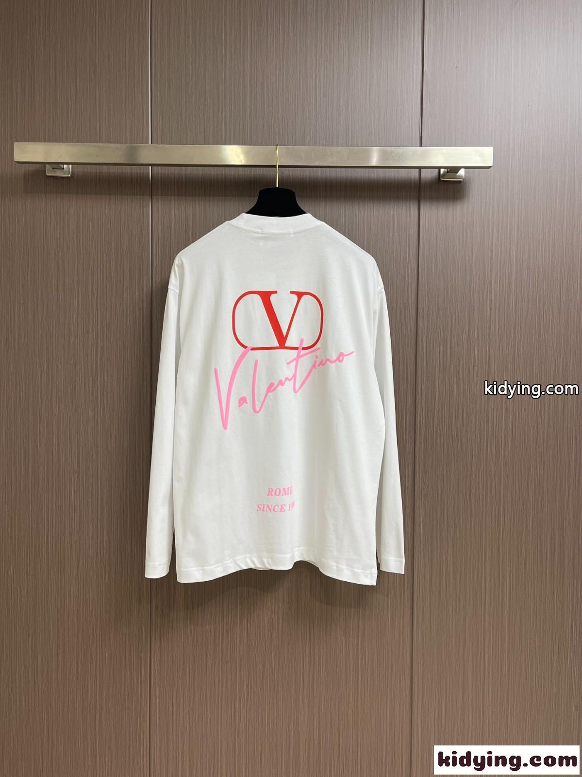 人気 カジュアル 合わせやすい プリント ヴァレンティノ Tシャツ コピー 長袖Tシャツ-0