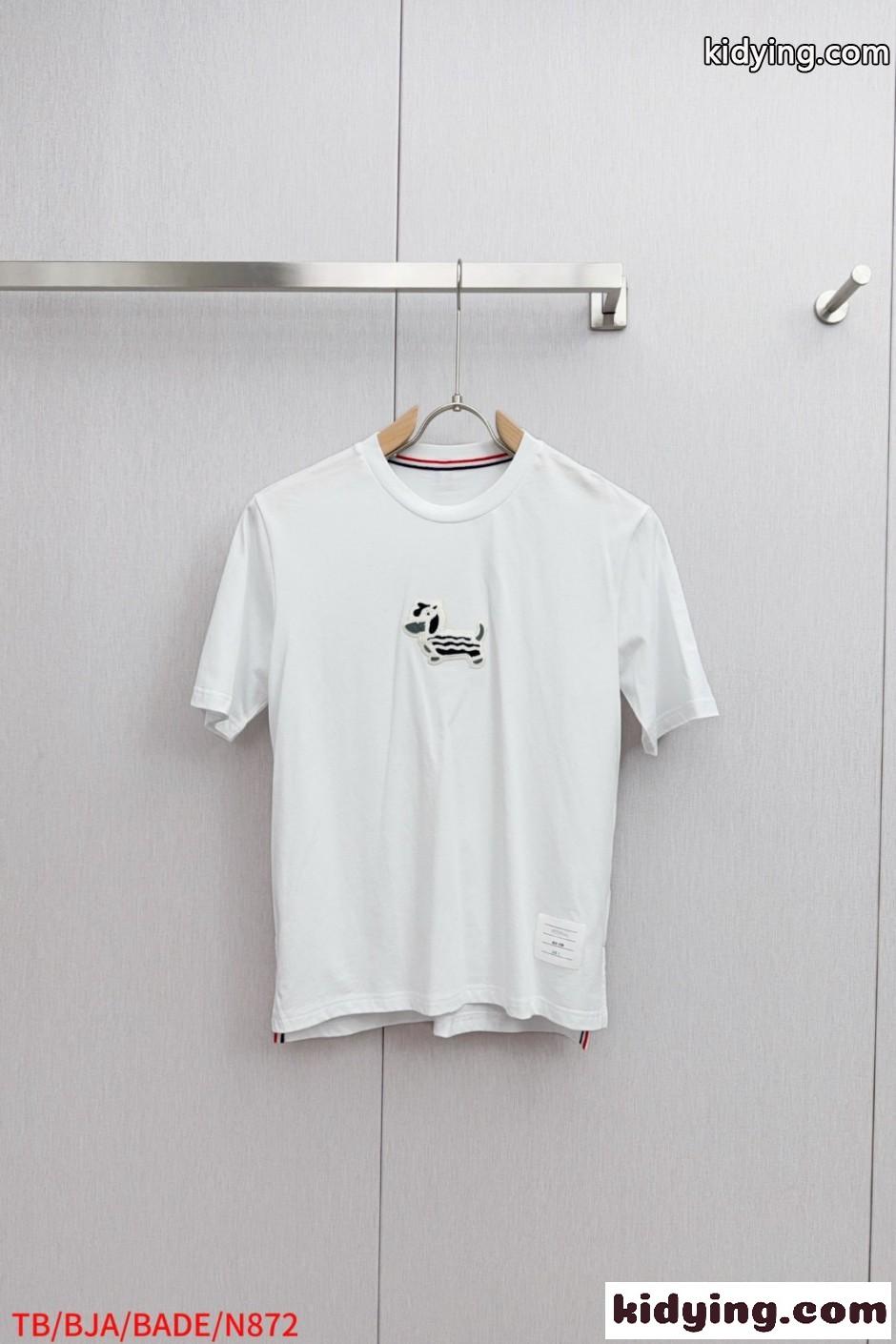 シンプル 可愛い ヘクター クルーネック 半袖Tシャツ トムブラウン Tシャツ 偽物 ホワイト-0