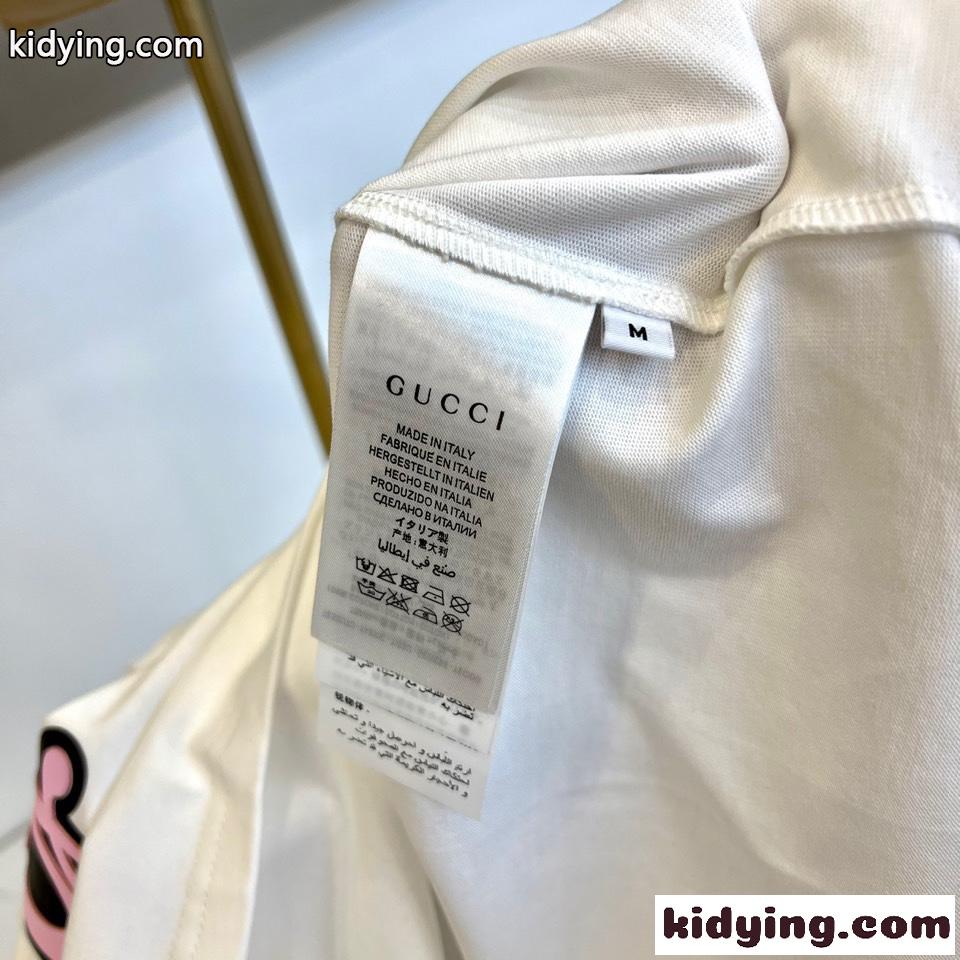 快適 コットン Tシャツ グッチ 半袖Tシャツ コピー クルーネック ホワイト-3