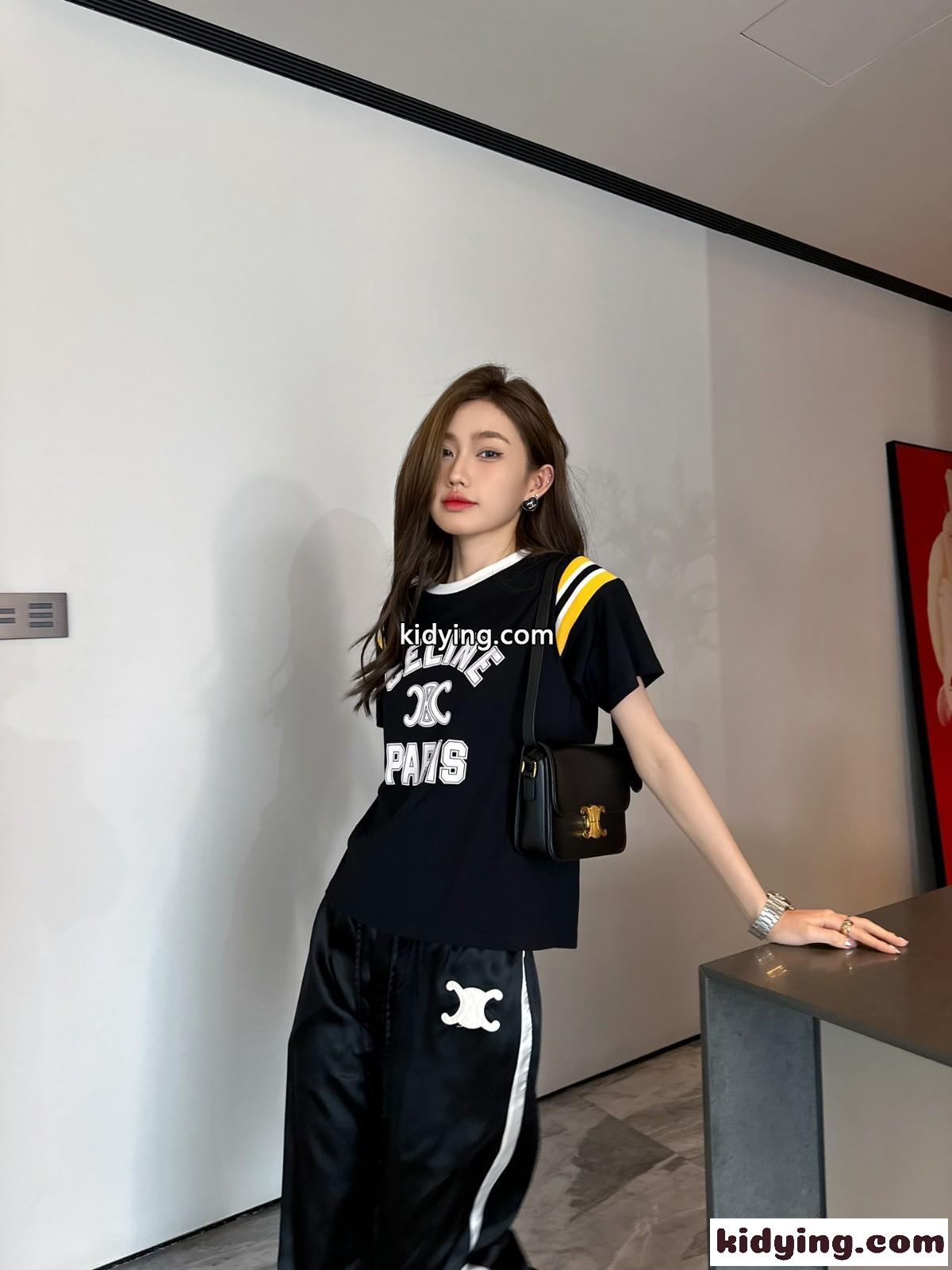 おしゃれ 定番 人気 ロゴプリント 半袖Tシャツ セリーヌ Tシャツ コピー コットン-4