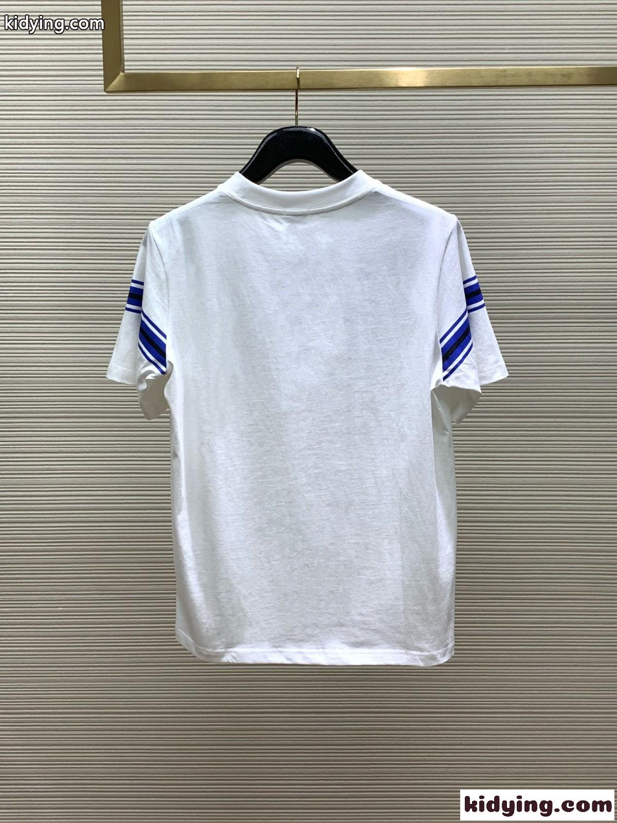 おしゃれ ストライプ コットンTシャツ バーバリー Tシャツ コピー 半袖 トップス ホワイト-4