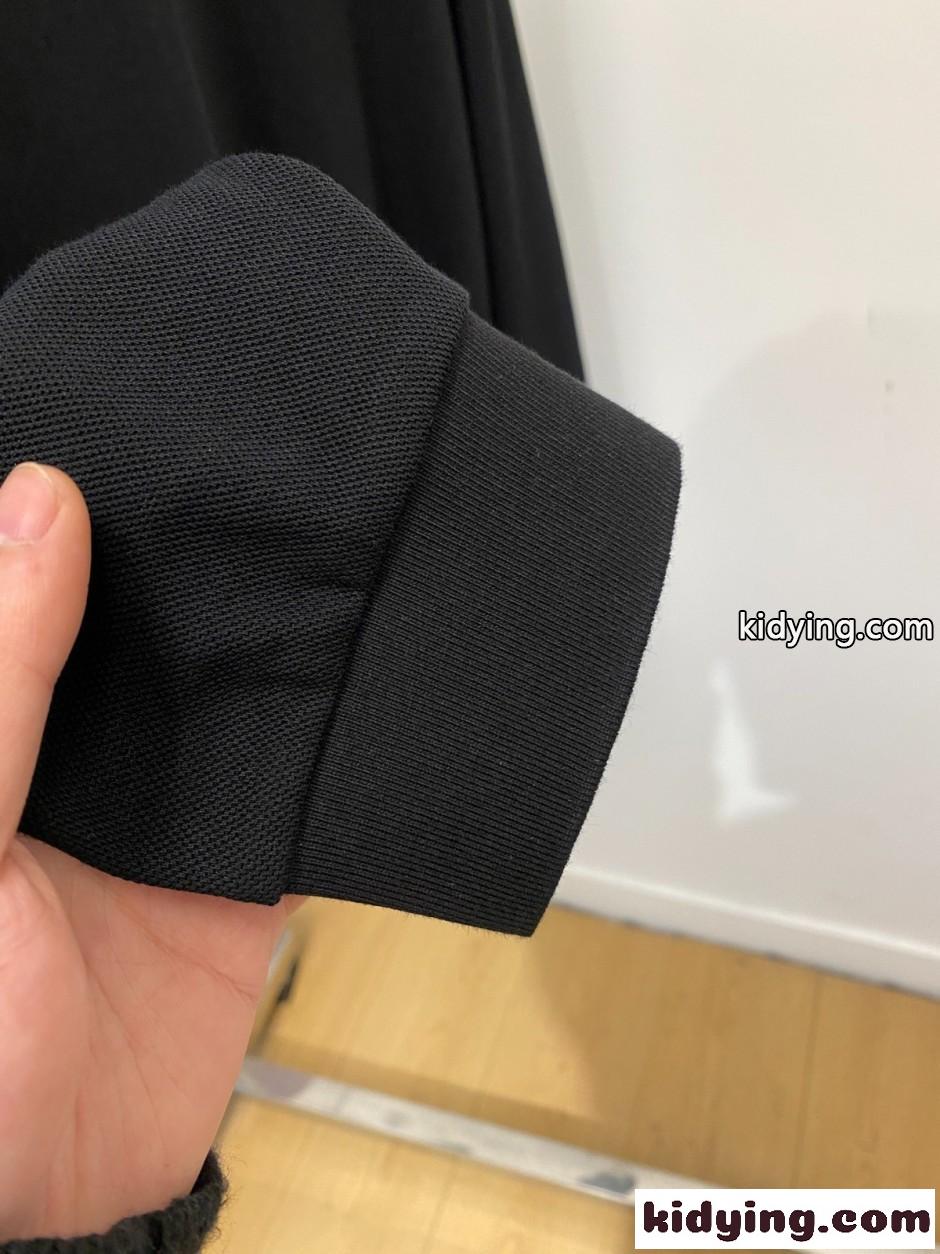 上品 洗練された ロゴ刺繍 長袖ポロシャツ エルメネジルド・ゼニア Tシャツ 偽物 ブラック-4