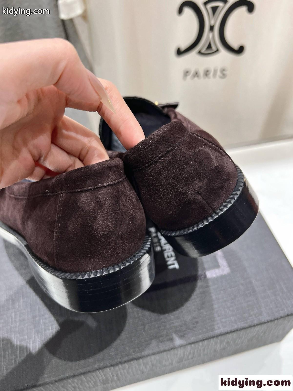 YSL イヴ・サンローラン ローラン ローファー スーパーコピー スエード ダークブラウン-3