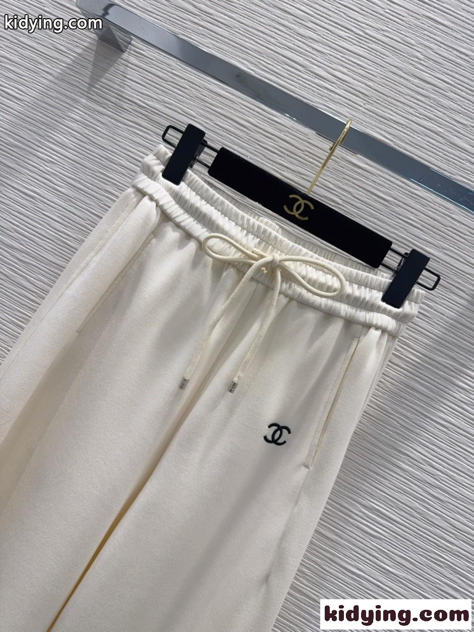 CCロゴ ドローストリング スウェットパンツ シャネル パンツ コピー ホワイト-2