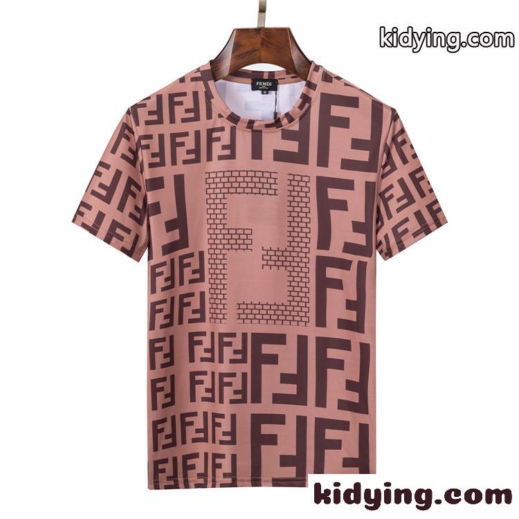 着心地いい ロゴ プリント クルーネック 春夏 おしゃれ フェンディ Tシャツ コピー カジュアル 半袖 トップス-0