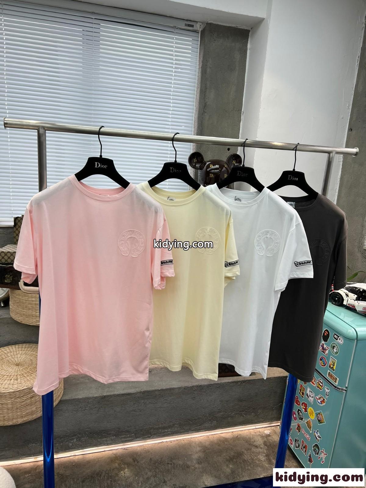 4色あり おしゃれ カジュアル 刺繍 クロムハーツ 半袖Tシャツ コピー クルーネック 着痩せ トップス-1