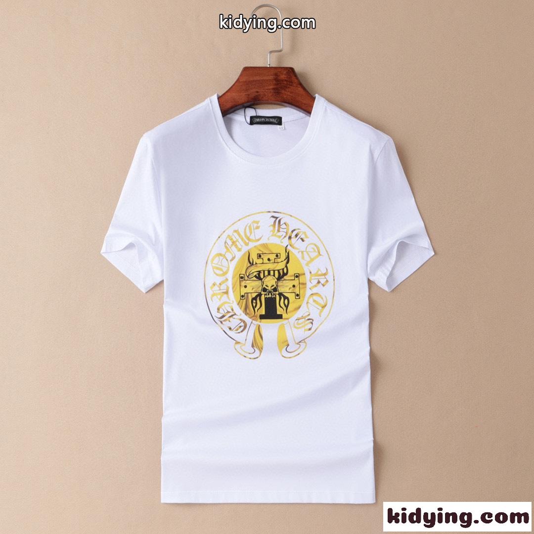 着心地い インパクト ロゴ プリント クルーネック クロムハーツ 半袖Tシャツ コピー カジュアル おしゃれ-2