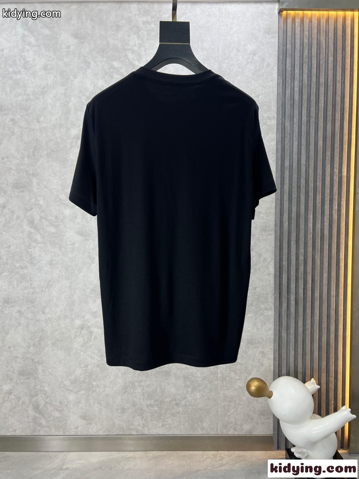 シンプル ロゴ入り バルマン Tシャツ コピー クルーネック 半袖Tシャツ ブラック-1