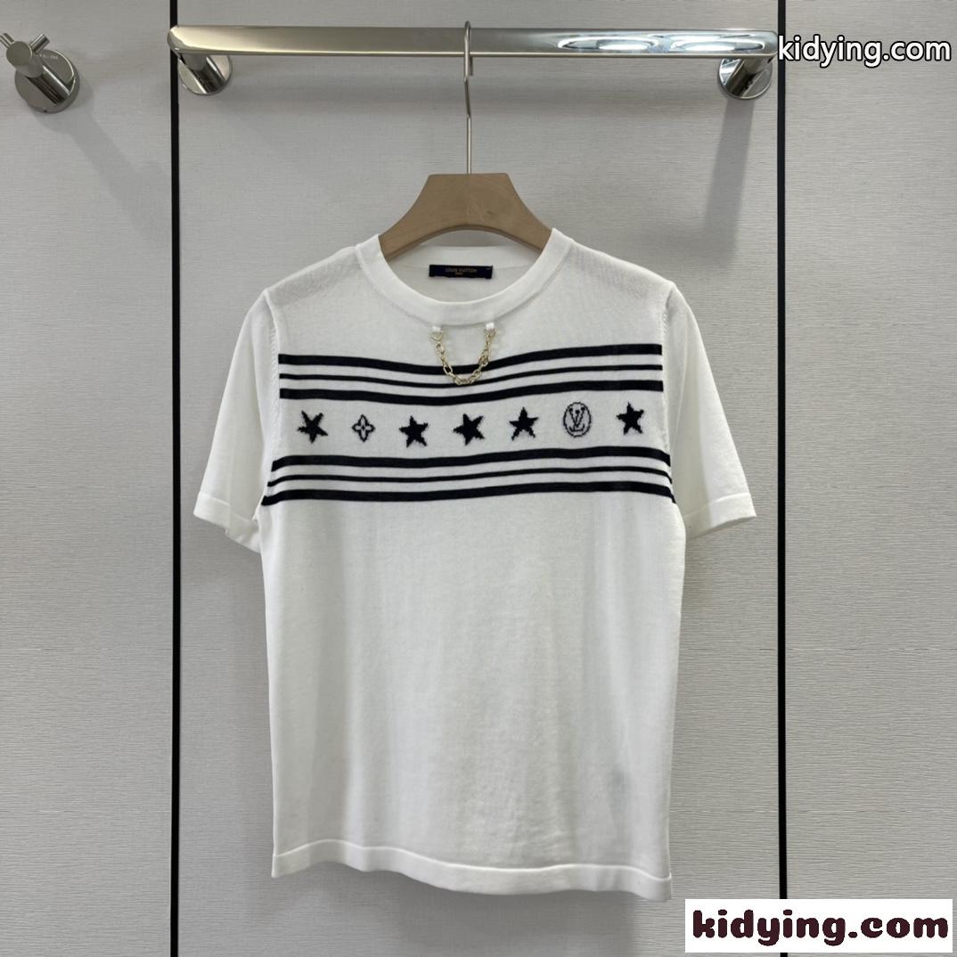 春夏 お洒落 クルーネック コットンジャージー ルイ・ヴィトン Tシャツ コピー 半袖 薄手 トップス-0