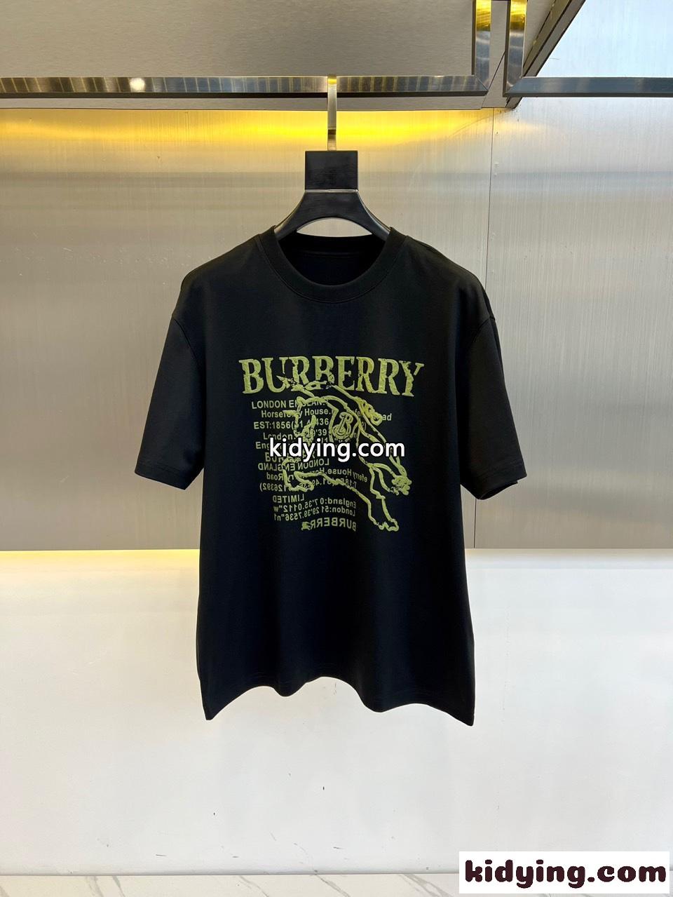 カジュアル ロゴ入り コットン Tシャツ バーバリー 半袖Tシャツ コピー ブラック-1