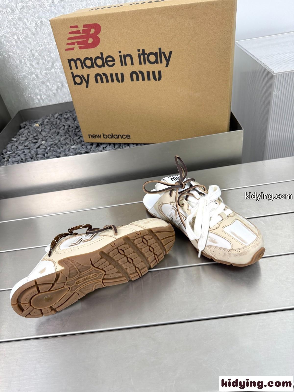 New Balance x Miu Miu 530 SL ミュールスニーカー スーパーコピー ベージュ-3