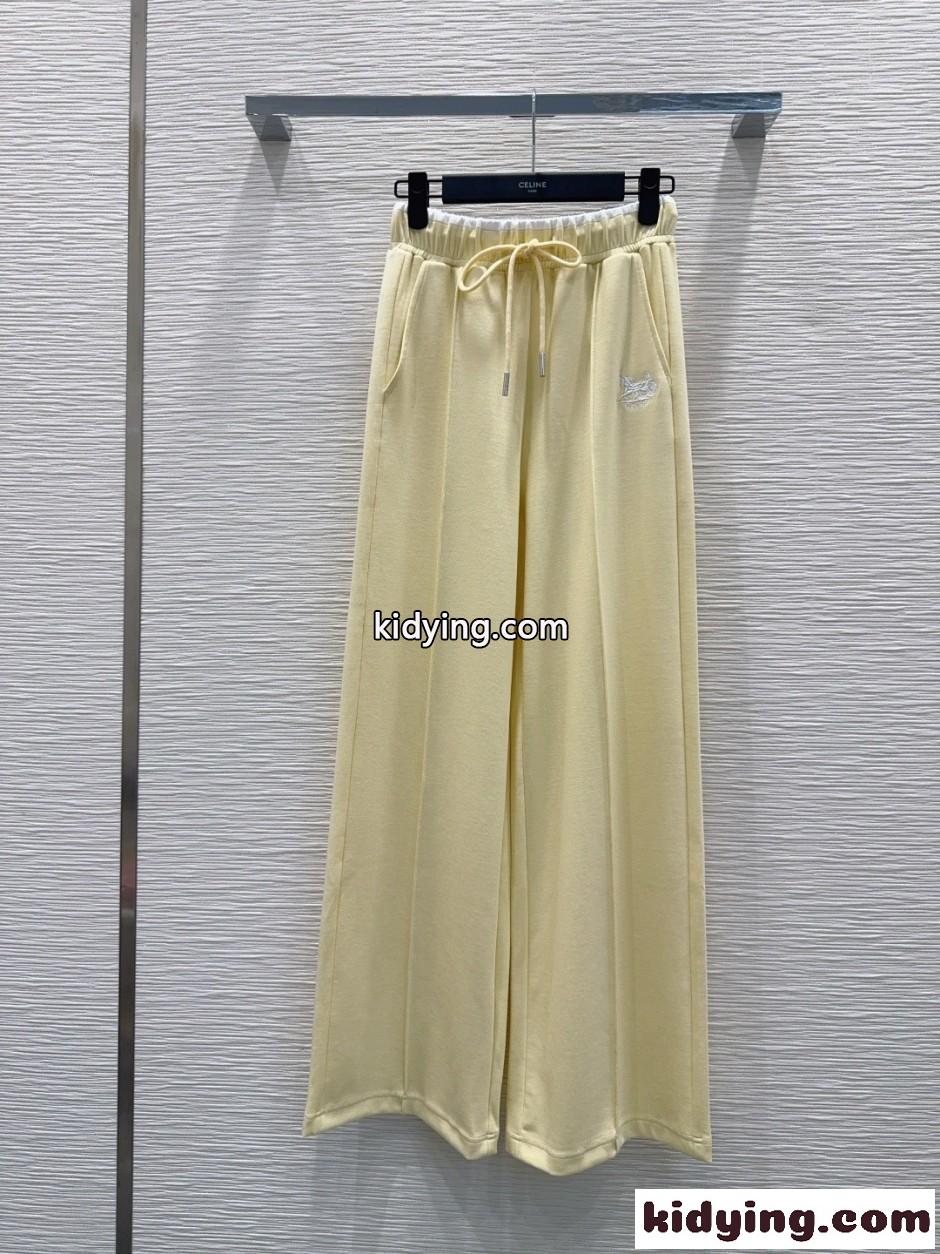 スタイリッシュ ロゴ刺繍 カジュアルパンツ セリーヌ パンツ 偽物 イエロー-1