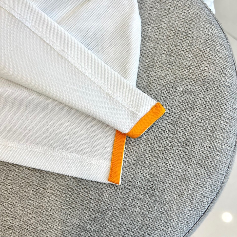 洗練された ハーフジップ ポロシャツ エルメス Tシャツ 偽物 コットンピケ ホワイト-4