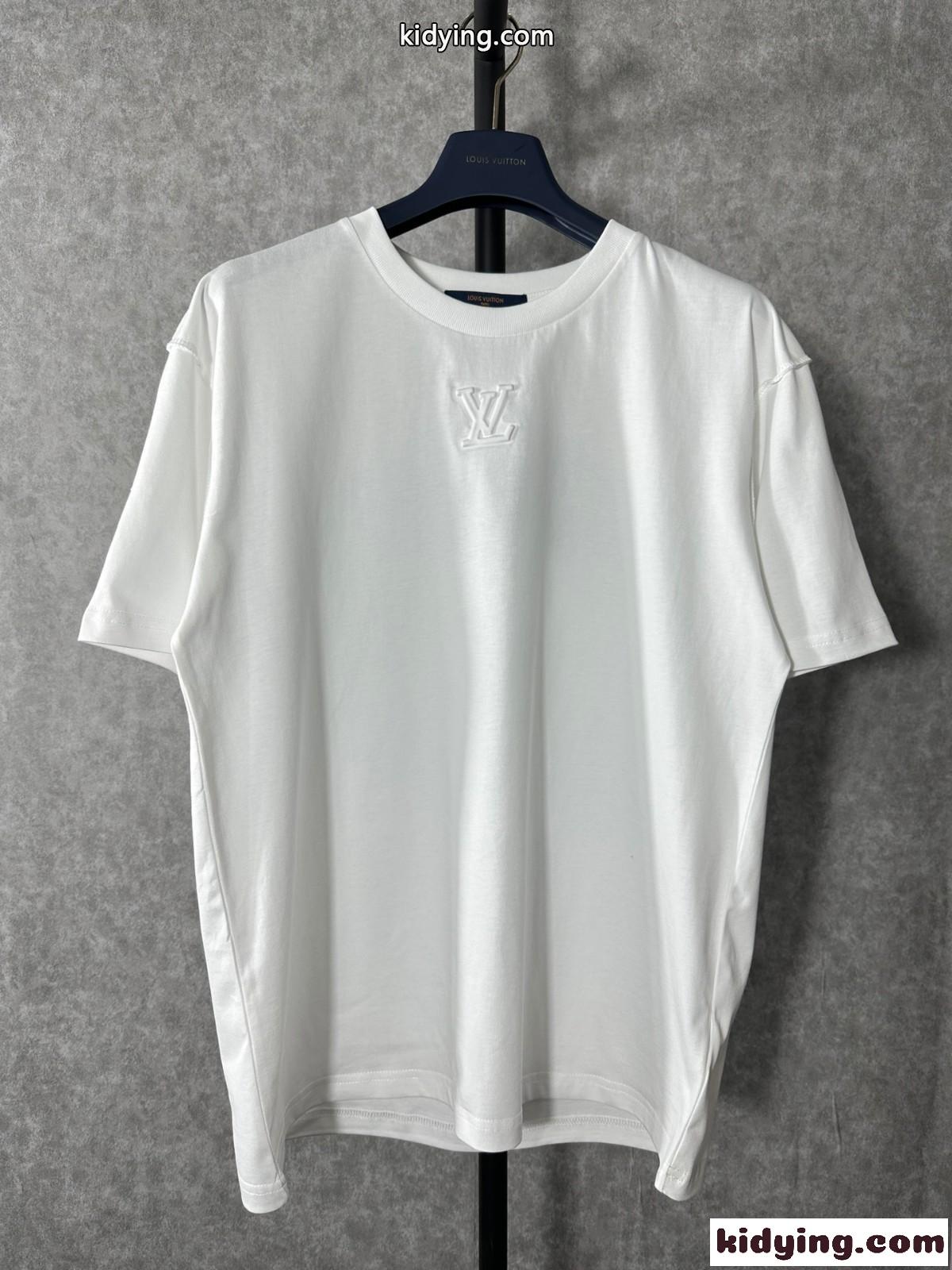 シンプル ルイ・ヴィトン Tシャツ コピー ユニセックス クルーネック コットン 半袖Tシャツ-0