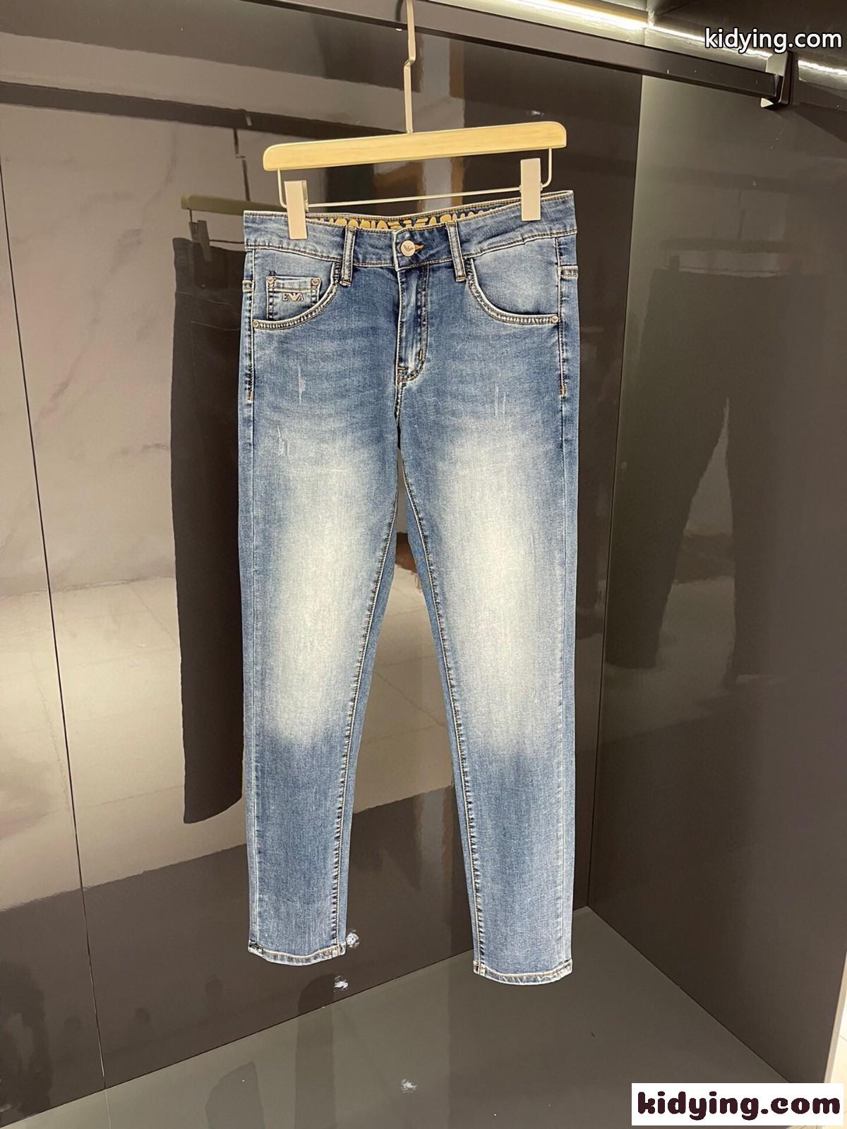 メンズ 定番 人気 デニムパンツ 春夏 ストレッチ アルマーニ ジーンズ コピー ズボン カジュアル スリム 合わせやすい-2