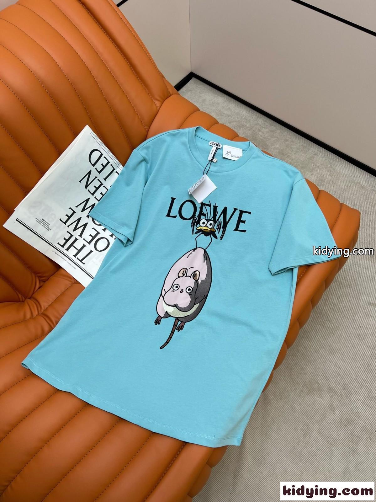 可愛い プリント ゆったり 選べる4色 刺繍 カジュアル おしゃれ ロエベ 半袖tシャツ コピー レディース-3